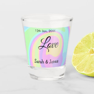 Love engagement wedding couple colourful bohpatter shot glass