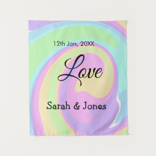 Love engagement wedding couple colourful bohpatter tapestry