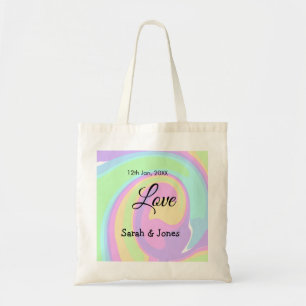 Love engagement wedding couple colourful bohpatter tote bag