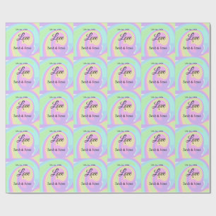Love engagement wedding couple colourful bohpatter wrapping paper