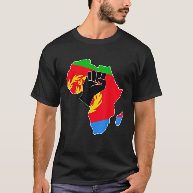 Love Eritrea With Eritrean Flag In Africa Map Rais T-Shirt (Front)