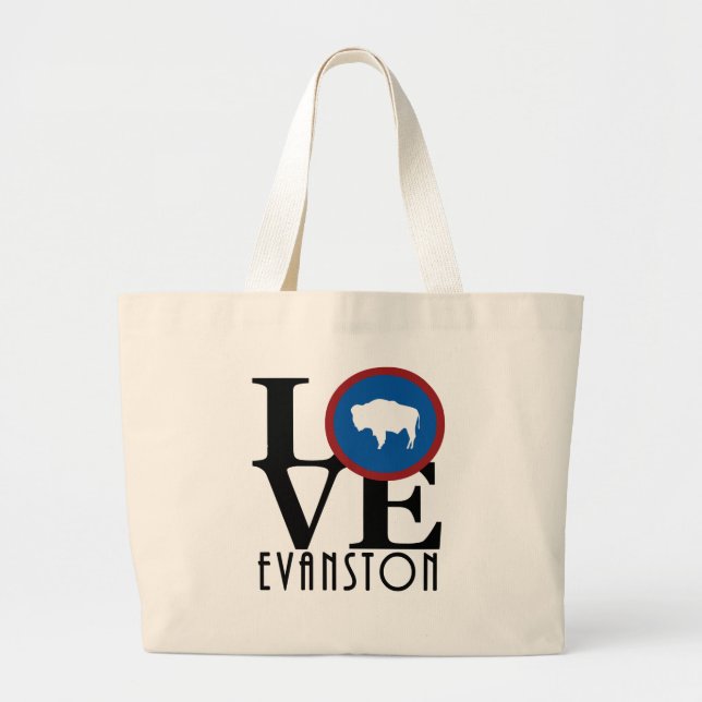 LOVE Evanston WY Large Tote Bag (Front)