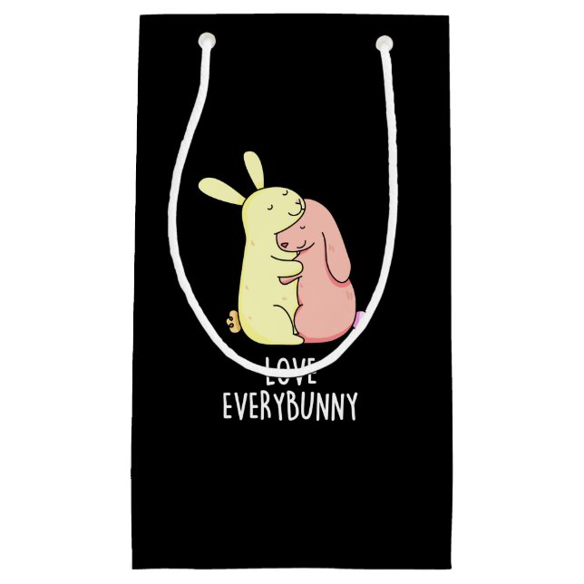 Love Every Bunny Funny Rabbit Pun Dark BG Small Gift Bag (Front)