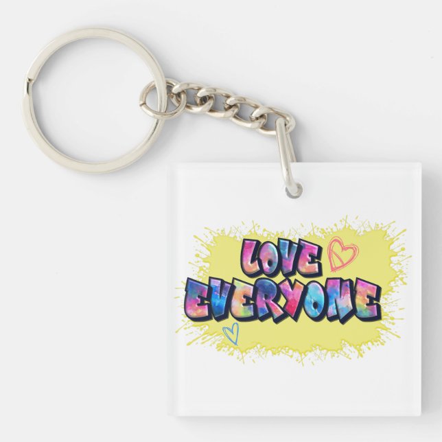 Love Everyone Colorful Design Key Ring (Front)