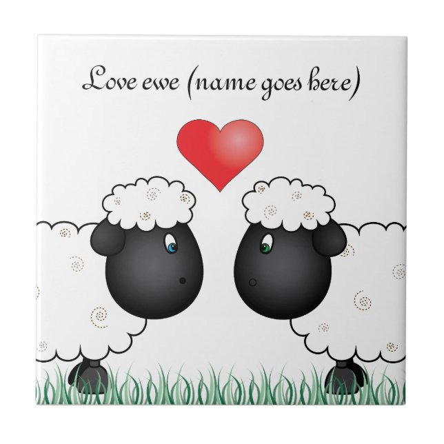 Love ewe sheep ceramic tile (Front)