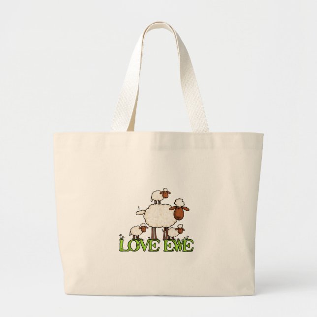 love ewe txt large tote bag (Front)