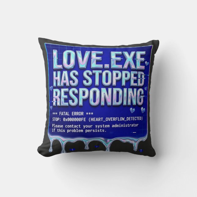 Love Exe Blue Screen Death Y2K Tech Funny Coder Pr Cushion (Front)
