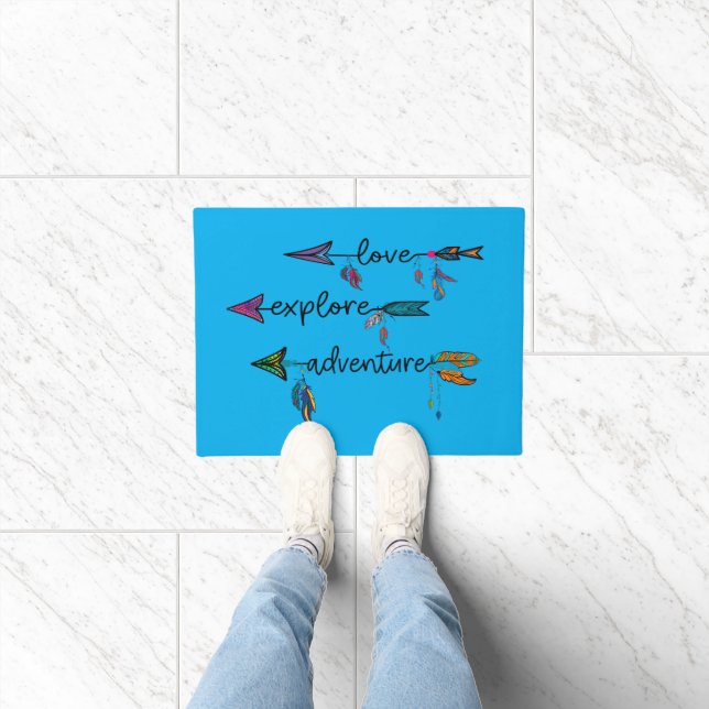 Love Explore Adventure Arrow Tribal Boho Design Doormat (Indoor)