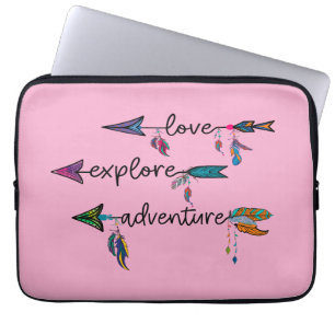Love Explore Adventure Arrow Tribal Boho Design Laptop Sleeve