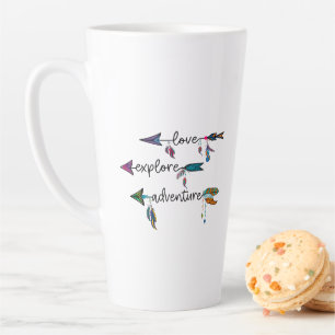Love Explore Adventure Arrow Tribal Boho Design Latte Mug