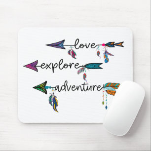 Love Explore Adventure Arrow Tribal Boho Design Mouse Pad