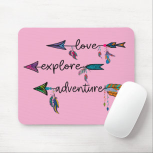 Love Explore Adventure Arrow Tribal Boho Design Mouse Pad