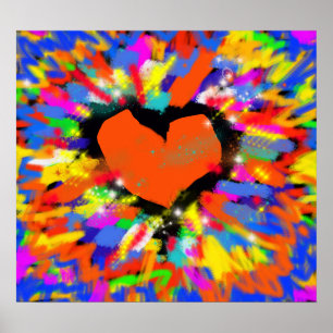 love explosion, hearts art print
