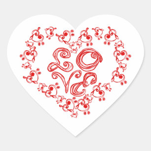 LOVE Fabric Font Red Letter Heart Treble Bass Clef Sticker