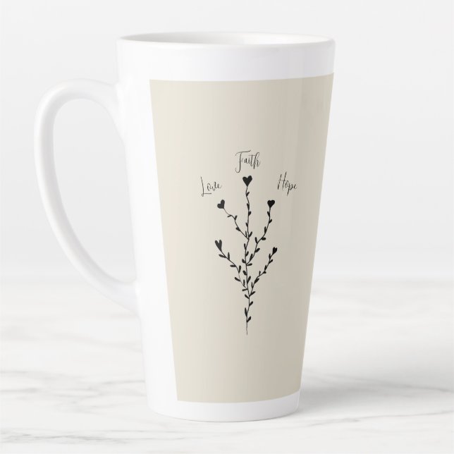 Love Faith Hope in Linen Tall Coffee Mug (Left)