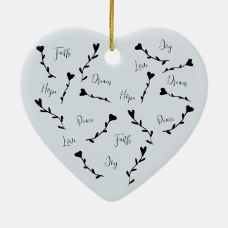 Love Faith Hope Joy Dream Peace in Blue  Ceramic Ornament