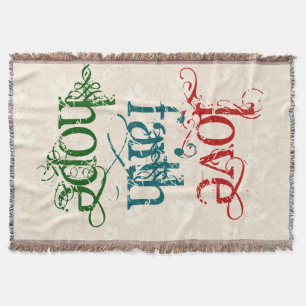 LOVE FAITH HOPE + your background colour Throw Blanket