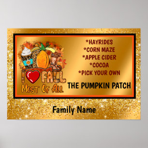 Love Fall Autumn Customise Text and Colour Poster