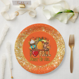 Love Fall Autumn Customize Color Paper Plate