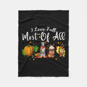 Love Fall Most Of All Pumpkin Greyhound Autumn Sea Fleece Blanket