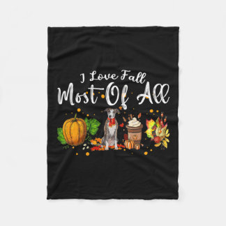 Love Fall Most Of All Pumpkin Greyhound Autumn Sea Fleece Blanket