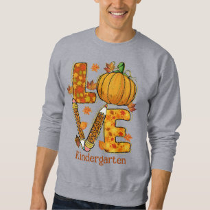 LOVE Fall Teacher, fall leaves, Animal print Sweatshirt