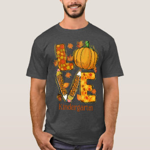 LOVE Fall Teacher Shirt, fall leaves, Animal print T-Shirt
