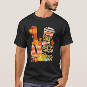 Love Fall Y All Autumn Season Leopard Print Pumpki T-Shirt