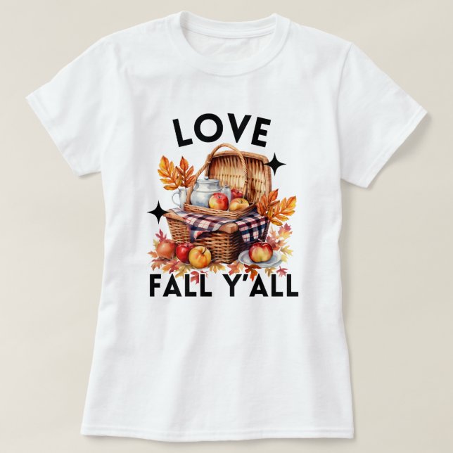 Love Fall Y'all | Autumn Leaves | Cute Fall  T-Shirt (Design Front)