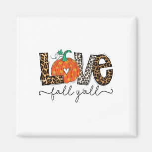 Love Fall Y'all Autumn Season Leopard Print Pumpki Magnet