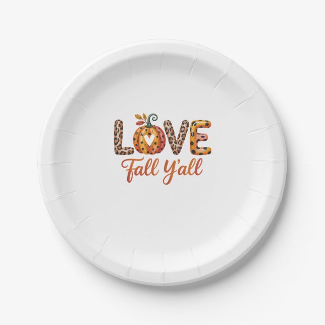 Love Fall Y'all Fall Paper Plate (Front)
