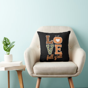 Love Fall Y'All Leopard Print Fall Thanksgiving Cushion