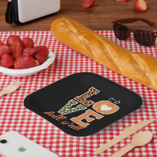 Love Fall Y'All Leopard Print Fall Thanksgiving Paper Plate