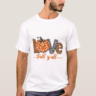 LOVE Fall Y'all  Leopard Print Pumpkin  Trendy Aut T-Shirt