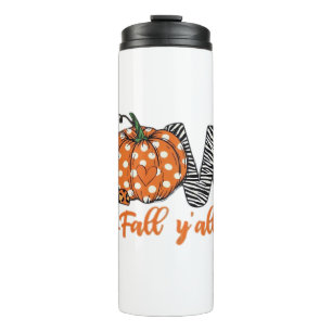 LOVE Fall Y'all Leopard Print Pumpkin Trendy Aut Thermal Tumbler