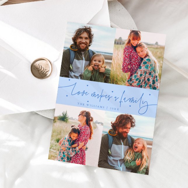 Love Family Icy Blue Valentines Day Photo Holiday Card (Creator Uploaded)