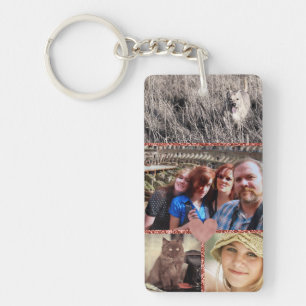 Love Family Photo Collage Girly Heart Key Ring