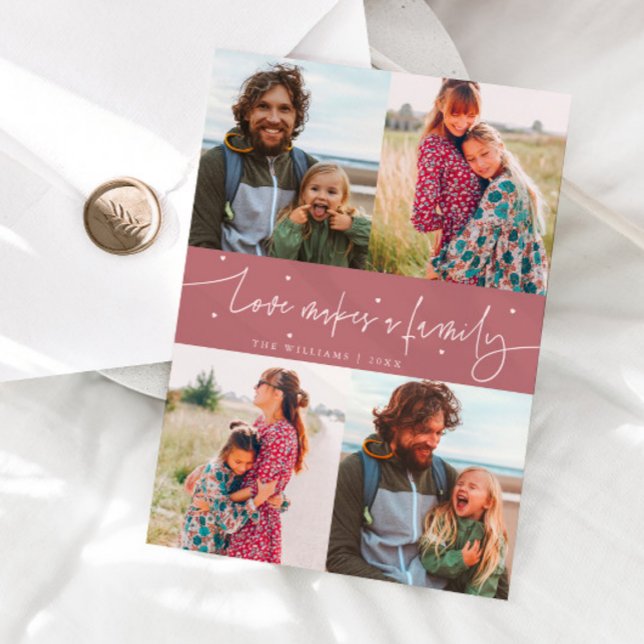 Love Family Pink Valentines Day Photo Holiday Card (Creator Uploaded)