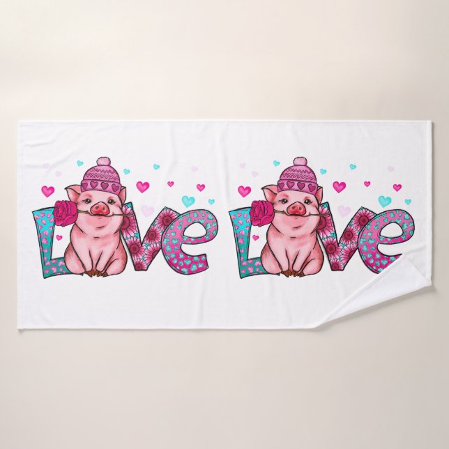 Love farm animals, love piggy, animal love bath towel (Bath Towel)