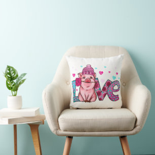 Love farm animals, love piggy, animal love  cushion