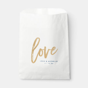 Love Favour Bag, Gold lettering, Wedding favour ba Bag