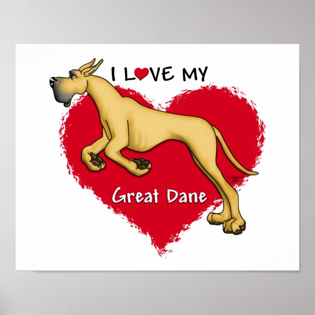 Love Fawn Great Dane Poster (Front)