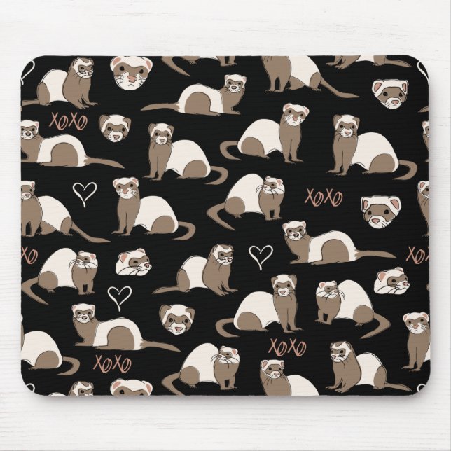 Love Ferrets - Black Mouse Pad (Front)