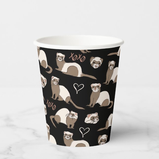 Love Ferrets - Black Paper Cups (Front)