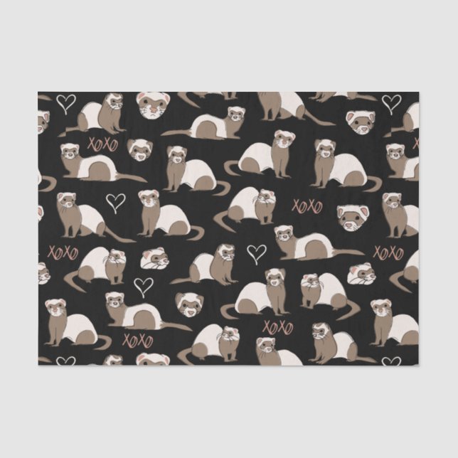 Love Ferrets - Black Tissue Paper (Front)
