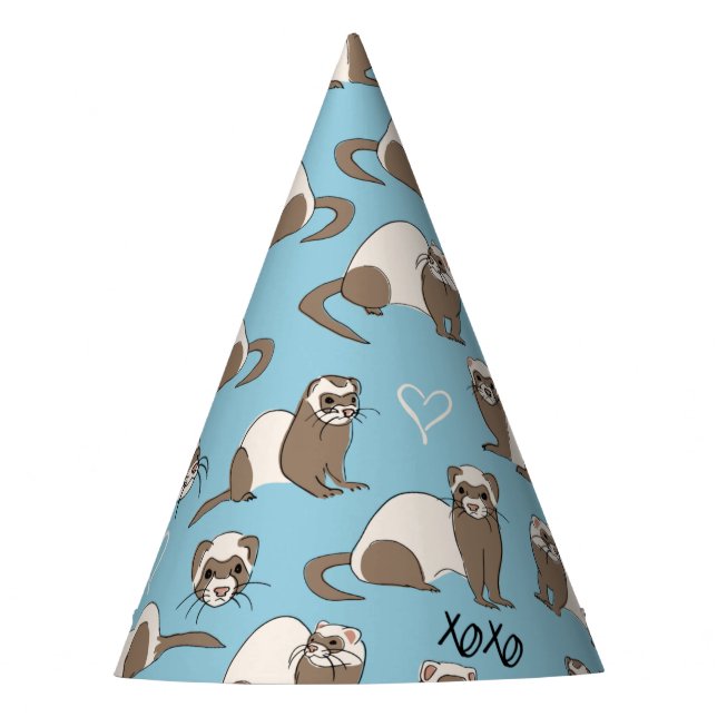 Love Ferrets - Blue Party Hat (Front)