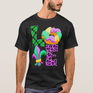 Love Fifth Grade Teacher Funny Mardi Gras Festival T-Shirt
