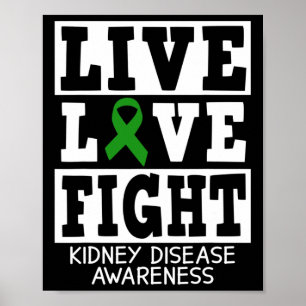 Love Fight Green Ribbon Kidney Disease Awareness 1 Poster