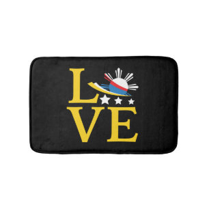 Love - Filipino Flag Typography Art Bath Mat