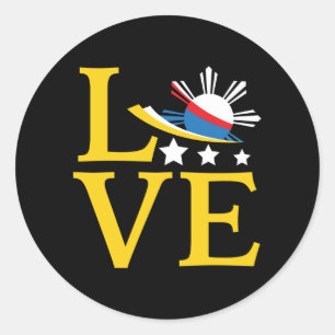 Love - Filipino Flag Typography Art Classic Round Sticker